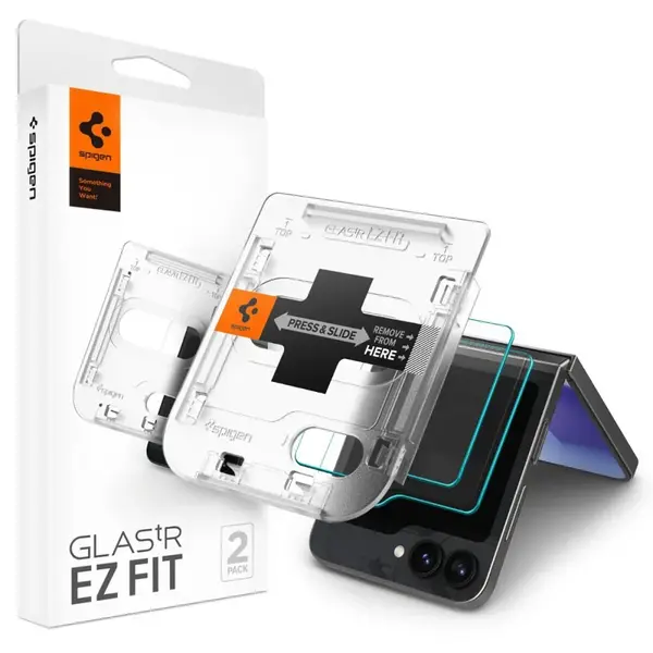 Spigen Glass.TR EZFit s aplikátorem, 2 kusy, Tvrzené sklo, Samsung Galaxy Z Flip 6 / 7 FE