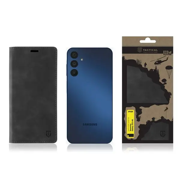 Flipové pouzdro Tactical Xproof pro Samsung Galaxy A15 4G, černá