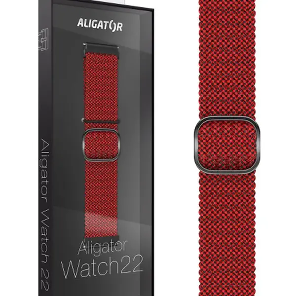Textilní řemínek ALIGATOR 22mm, černo-vínová