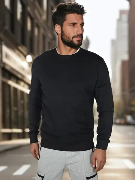 Bluza męska basic czarna Dstreet