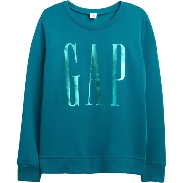 GAP V-LOGO DOORBUSTER CREW Dámska mikina s logom, tyrkysová, veľkosť