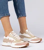 Gemre White-pink women's sneakers with leopard print detail Kalasa
