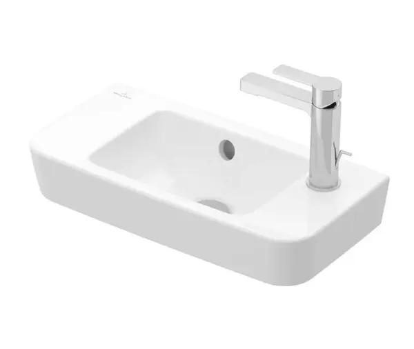 Villeroy & Boch O.novo - Umývadielko Compact 50x25 cm, s prepadom, 1 otvor na batériu vpravo, alpská biela 4342R501
