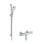 Hansgrohe Croma Select E - Sprchový set Vario s termostatom, 3 prúdy, sprchová tyč 90 cm, biela/chróm 27082400