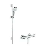 Hansgrohe Croma Select E - Sprchový set Vario s termostatom, 3 prúdy, sprchová tyč 90 cm, biela/chróm 27082400