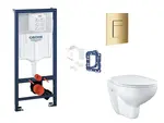 Grohe Rapid SL - Set predstenovej inštalácie, klozetu, dosky SoftClose, tlačidla Skate Cosmopolitan a súpravy na vhadzovanie tabliet, Cool Sunrise SAN