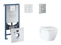 Grohe Rapid SLX - Set predstenovej inštalácie, klozetu, dosky SoftClose a tlačidla Skate Cosmopolitan, kefovaná nerezová oceľ SANI11BB2109