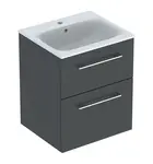 Geberit Selnova Square - Umývadlová skrinka 64x54x48 cm, s umývadlom, 2 zásuvky, lávová mat 501.233.00.1