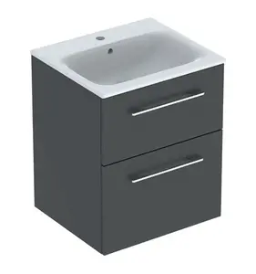 Geberit Selnova Square - Umývadlová skrinka 64x54x48 cm, s umývadlom, 2 zásuvky, lávová mat 501.233.00.1