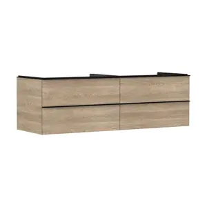 Hansgrohe Xelu Q - Umývadlová skrinka, 50x156x55 cm, 4 zásuvky, prírodný dub/matná čierna 54092670