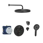 SANITINO - Sprchový set s termostatem a tělesem pod omítku Grohe, příslušenství kielle, matná černá SANI21GKK400