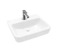 Villeroy & Boch O.novo - Umývadlo 55x46 cm, bez prepadu, otvor na batériu, AntiBac, CeramicPlus, alpská biela 4A4156T2