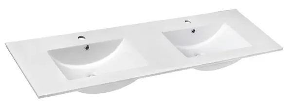 Sapho - Dvojumyvadlo nábytkové 151x46 cm, s přepadem, otvory pro baterie, bílá 1601-150