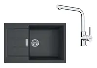 Franke Sety - Kuchynský set T116Č, tectonitový drez S2D 611-78 XL a batéria FS 3230.031, čierna/chróm 143.0687.353