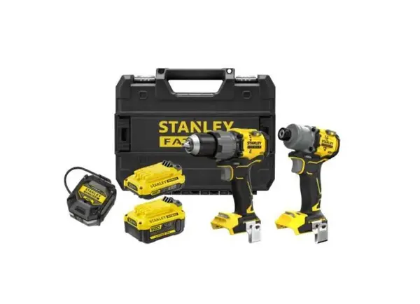 Stanley - 18V AKU súprava vŕtačky s príklepom a rázového uťahovača, 1x aku 2,0 Ah Li-Ion, 1x aku 4,0 Ah Li-Ion, nabíjačka SFMCK211MDT-QW