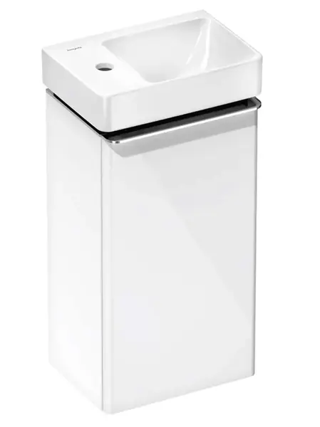 Hansgrohe Xelu Q - Skrinka s umývadielkom, 63x34x27 cm, 1 dvierka, pánty vľavo, lesklá biela/chróm 54362000