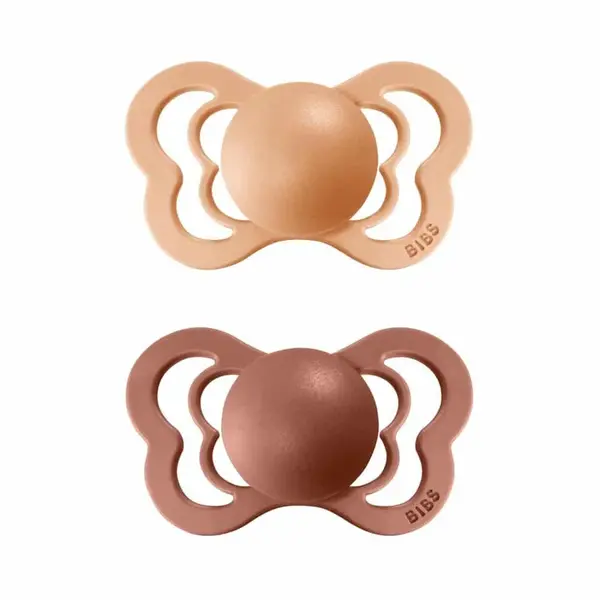 BIBS Couture anatomické cumlíky zo silikónu 2ks - veľkosť 1 - Peach / Woodchuck