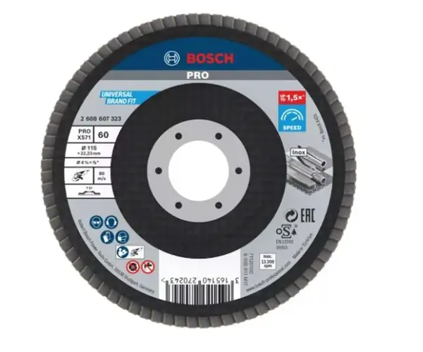 Bosch Príslušenstvo - Lamelový brúsny kotúč na oceľ, P60, priemer 115 mm 2608607323