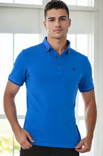 T9586 DEWBERRY MEN'S POLO NECK T-SHIRT-SAKS