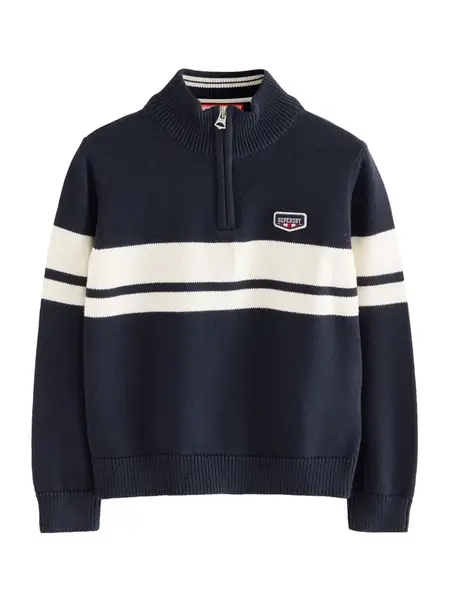 Superdry & Co Sveter  námornícka modrá / biela