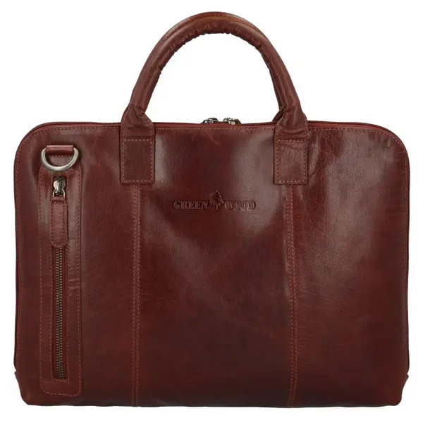 Pánska kožená business taška hnedá - Greenwood Vardan