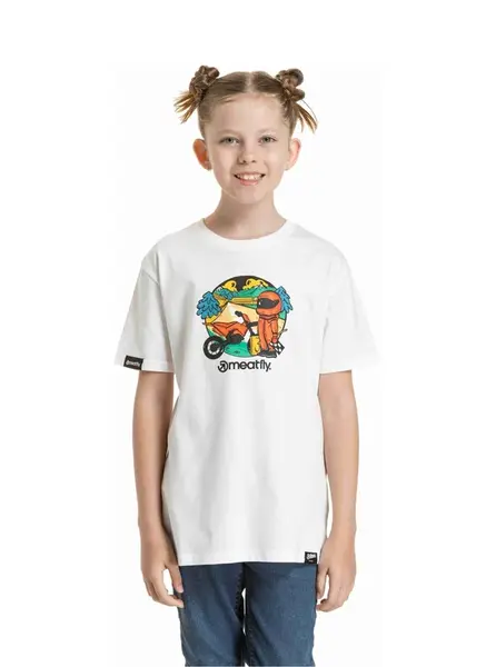 Meatfly dětské tričko Moto White | Bílá | Velikost 146 | 100% bavlna