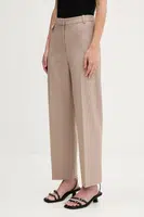 Kalhoty HUGO dámské, hnědá barva, high waist, 50542692
