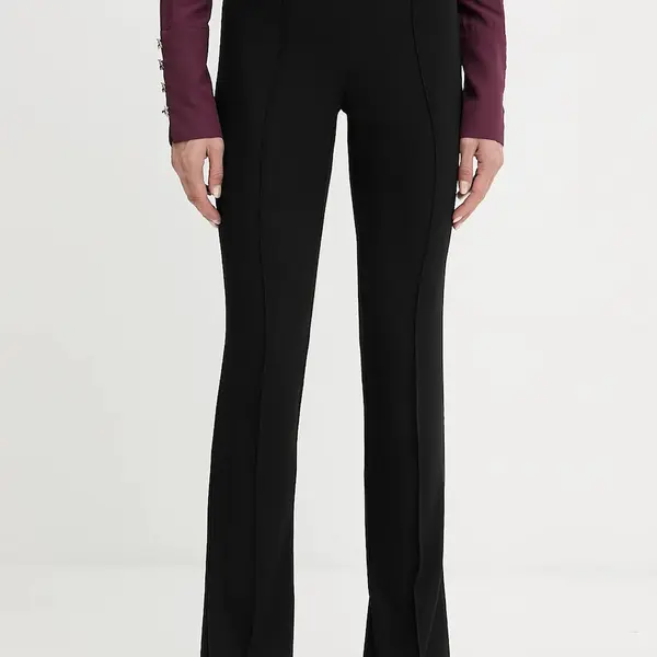 Kalhoty Patrizia Pepe dámské, černá barva, zvony, medium waist, 8P0747 A454
