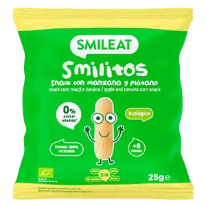 SMILEAT BIO kukuřičné křupky banán a jablko s panenským olivovým olejem 25 g