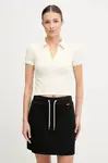 Polo tričko Guess PEONY dámské, béžová barva, V5YP10 Z3OA0