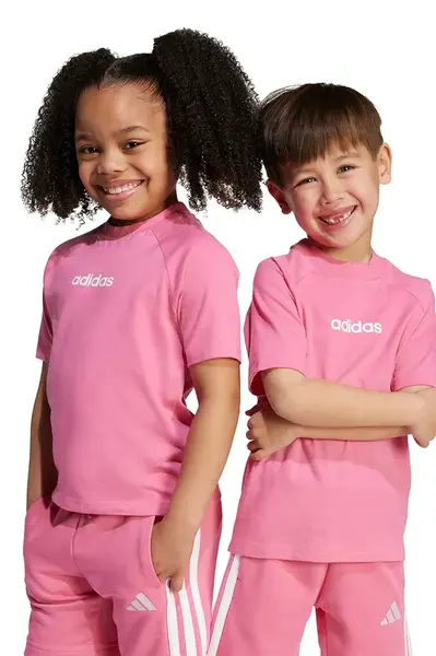 Dětské bavlněné tričko adidas růžová barva, s potiskem, JV9969