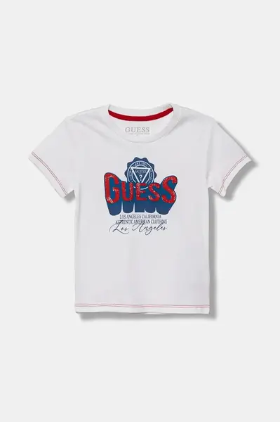 Dětské bavlněné tričko Guess bílá barva, s potiskem, N5YI12 K8HM0