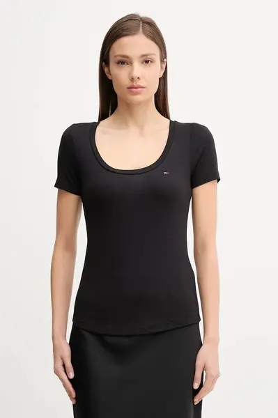 Tričko Tommy Jeans dámské, černá barva, DW0DW20916