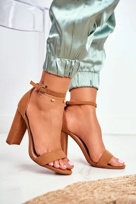 FW1 Dámské sandály Na Podpatku Semišové Camel Anastasie