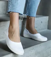 Gemre White Fabric Ballet Flats Provencher