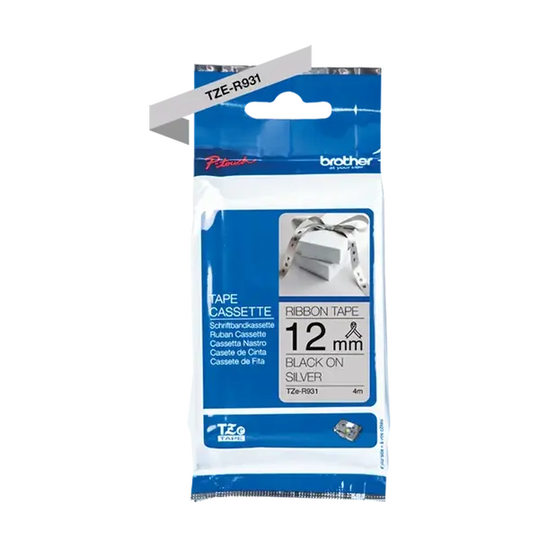 Brother TZE-R931,12mm x 4m, černý tisk/stříbrný podklad, originální páska