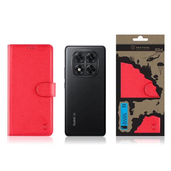 Flipové pouzdro Tactical Field Notes pro Xiaomi Redmi Note 14 Pro 5G, červená