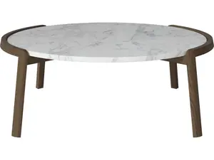 Konferenční stolek Mix Ø94 cm, více variant - Bolia Varianta: Grey/white marble | Dark oiled oak, Solid | v. 35 cm