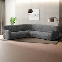 Bielastické potahy GLORIA šedá rohová sedačka (š. 350 - 530 cm)