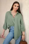 Kesi Włoski Bavlněná mušelínová košile oversize khaki