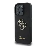 Zadní kryt Guess PU Fixed Glitter 4G Metal Logo pro Apple iPhone 16 Pro Max, černá