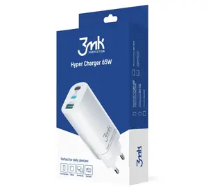 Nabíječka cestovní 3mk Hyper Charger 65W, GaN, 2x USB-C (PD), bílá
