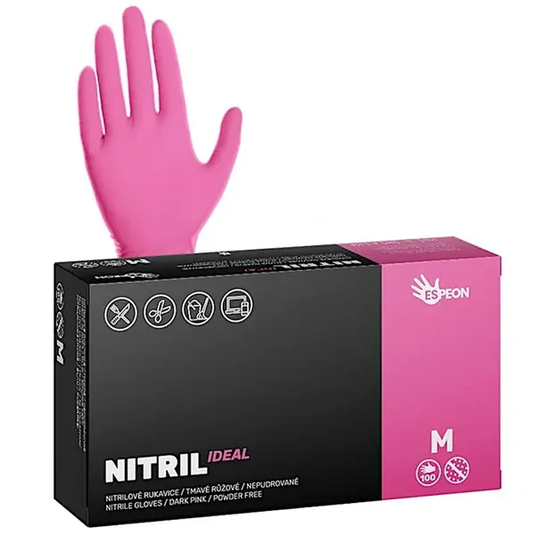 Nitrilové rukavice Espeon Nitril Ideal - 100 ks, růžové, velikost M (100081) + dárek zdarma
