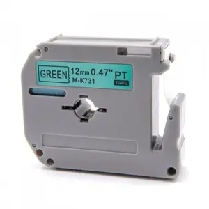 Kompatibilní páska s Brother MK-731, 12mm x 8m, černý tisk / zelený podklad