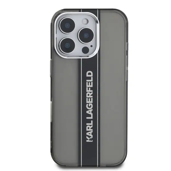 Zadní kryt Karl Lagerfeld IML Stripe Logo pro Apple iPhone 16 Pro Max, černá