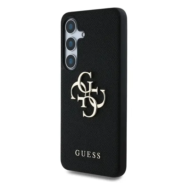 Zadní kryt Guess PU Grained 4G Metal Logo pro Samsung Galaxy S25+, černá