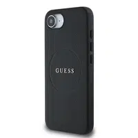Zadní kryt Guess PU Grained Classic Logo MagSafe pro Apple iPhone 16e, černá