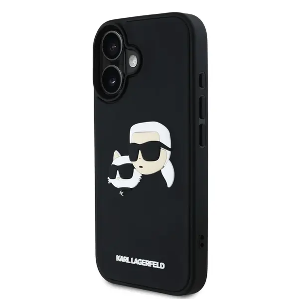 Zadní kryt Karl Lagerfeld 3D Rubber Double Heads pro Apple iPhone 16, černá