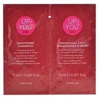 Uhlazující šampon a ošetřující kúra 2in1 pro nepoddajné a krepaté vlasy Inebrya Up to You Liss Smoothing - 2x15 ml