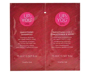 Uhlazující šampon a ošetřující kúra 2in1 pro nepoddajné a krepaté vlasy Inebrya Up to You Liss Smoothing - 2x15 ml